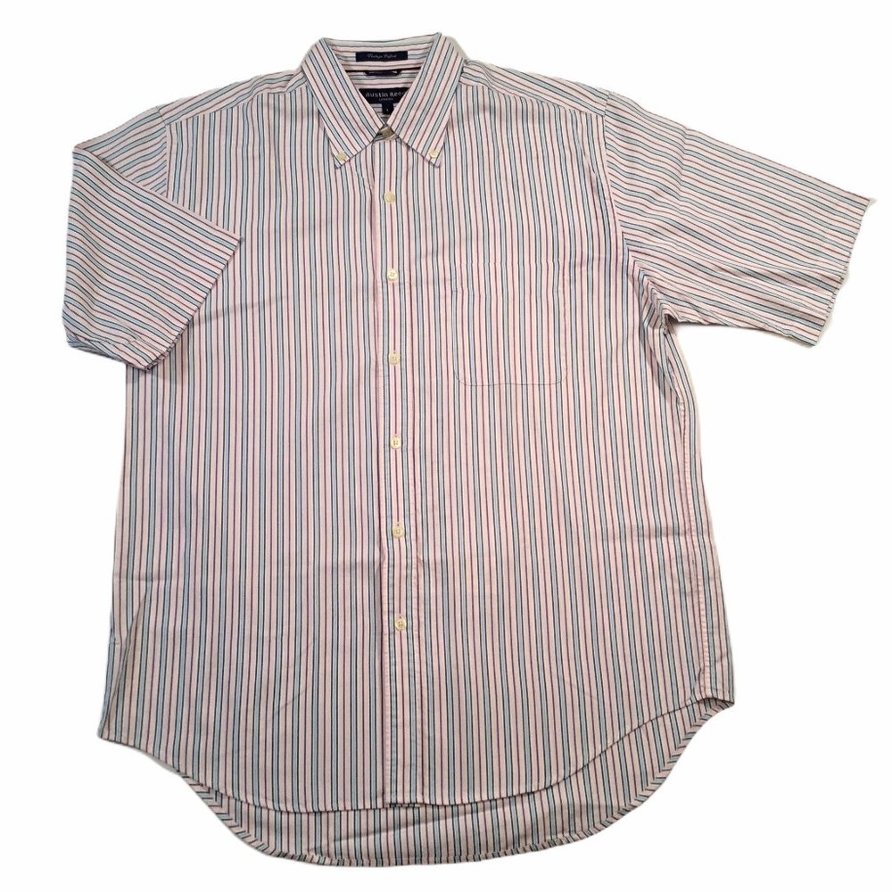 Austin Reed L Shirt PK/BL Stripe NWT $59